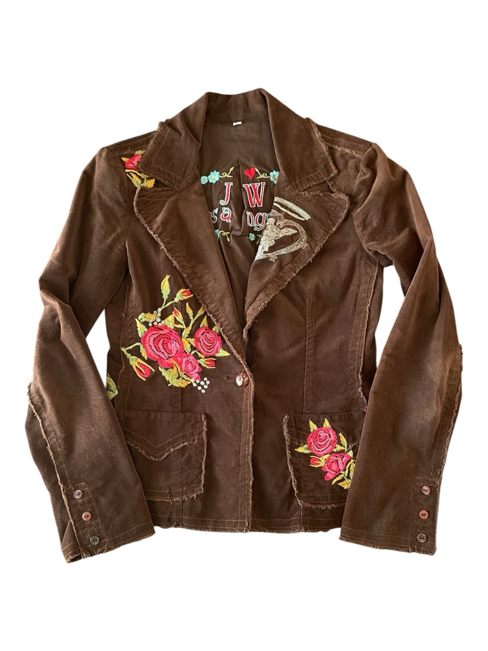 Vintage Johnny Was Micro Corduroy Y2K Embroidered Blazer Jacket